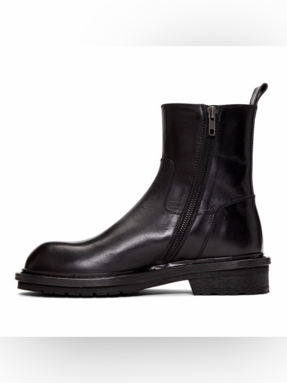 Ann Demeulemeester Black Leather Side-Zip Ankle Boots